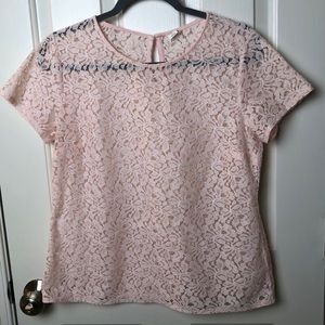 Old Navy Pink Lace Short Sleeve Top